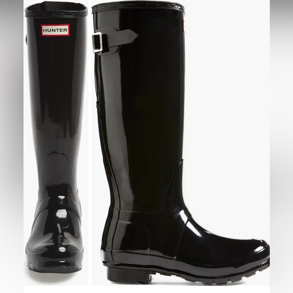 NWT HUNTER Adjustable Back Gloss Waterproof Rain Boot (Women) - Picture 4 of 9